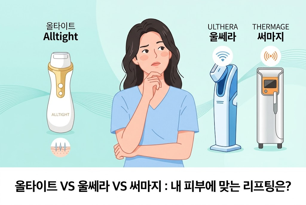 올타이트 VS 울쎄라 VS 써마지 : 내 피부에 맞는 리프팅은?